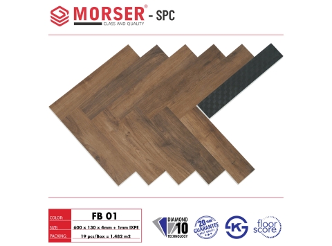 Sàn gỗ nhựa hèm khóa Morser SPC FB 01 ( Xương Cá) 